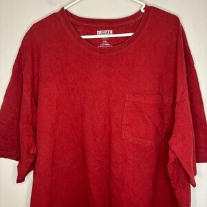 DELUTH Short Sleeve Tee Mens 2XL Deep Red Relaxed Fit Longtail Pocket